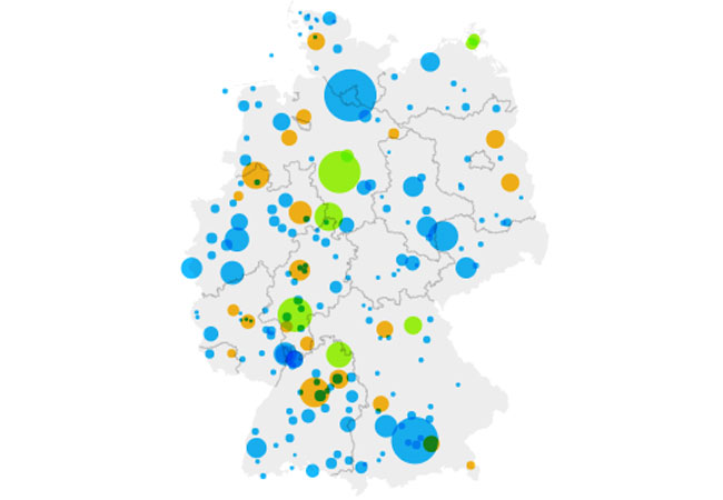 Mit den Energie-Kommunen des Monats zeichnet die Agentur für Erneuerbare Energien Kommunen, Landkreise und Regionen aus, die die Energiewende vor Ort vorbildlich voranbringen. Quelle: Agentur für Erneuerbare Energien e. V.Daten herunterladenGrafik herunterladenErstellt mit Datawrapper