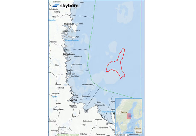 PB: Sveriges ekonomiska zon, cirka 50 km från fastlandet i Uppsala län