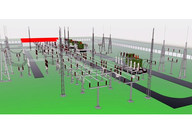 PB: 3D-Modell des Umspannwerks Obersteinach nach der Erneuerung - mit der Software Autodesk BIM 360 erstellt. / c: SPIE 
