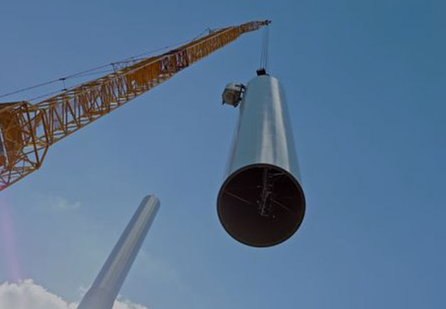 PB: Symbolfoto vom Bau des Windparks Bahren West I. Für den Windpark Bahren West II startet der Turmbau im nächsten Jahr. Foto: Ørsted