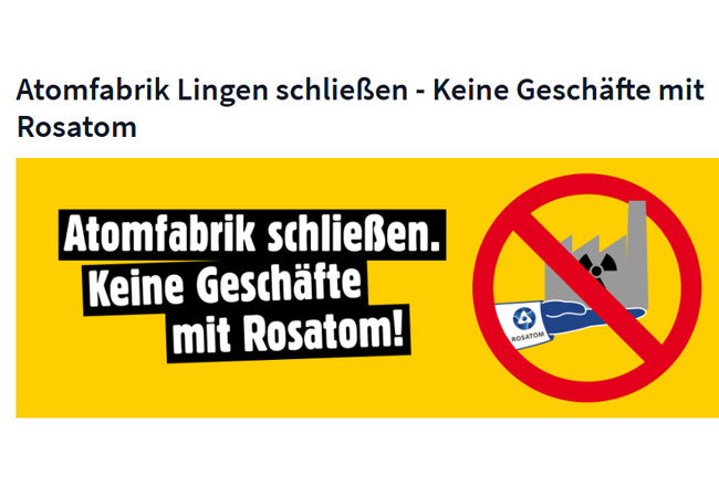 PB: Atomfabrik Lingen schließen - Keine Geschäfte mit Rosatom