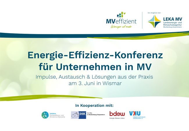 PB: Erfolgreiche Energie-Effizienz-Konferenz für Unternehmen in Mecklenburg-Vorpommern am 3. Juni in Wismar  / ©: LEKA MV