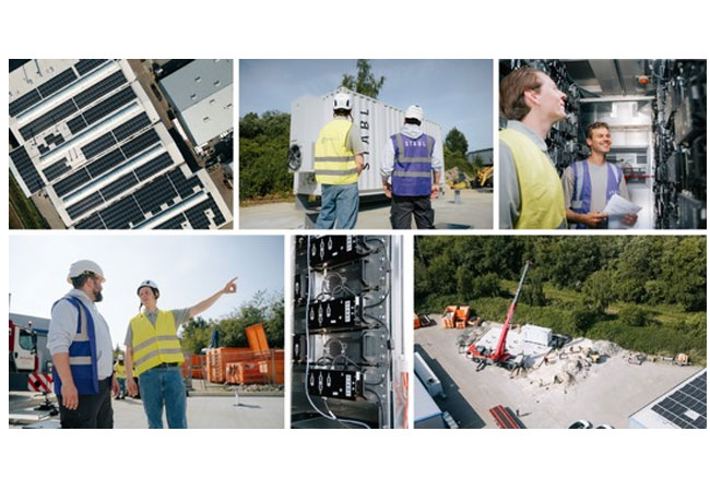 PB: Der STABL Batteriespeicher wird auf dem Gelände von Giga Coating und System Trailers positioniert / ©: Greenflash GmbH und STABL Energy GmbH