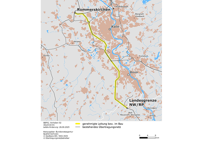 PB: Rommerskirchen – Landesgrenze NRW/RP (Abschnitt E1) / ©: Bundesnetzagentur
