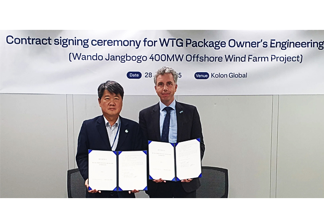 PB: From left to right: Sang-man Lee, Vice President of Wind Power, Infrastructure Division, Kolon Global, and James T. Laybourn, Regional Sales Director, Asia Pacific, DNV