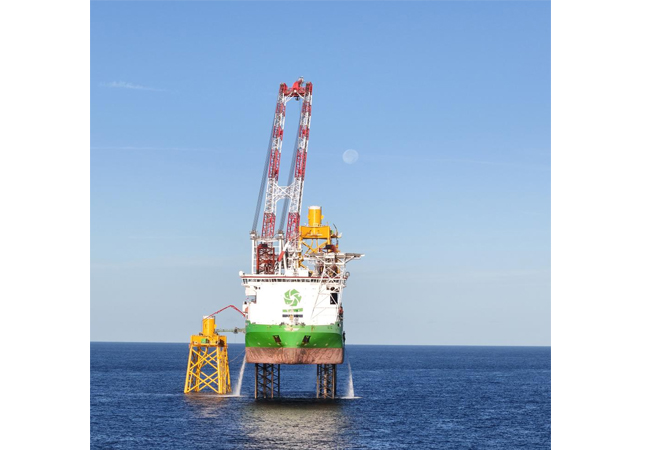 PB: Erstes Jacket-Fundament im Offshore-Windpark Dieppe-Le Tréport installiert / ©: DEME