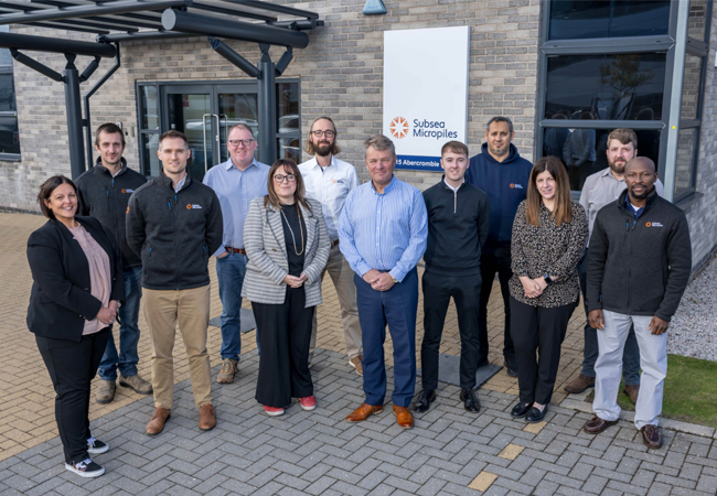 PB: A group photo of team outside the new Westhill office / ©: Subsea Micropiles