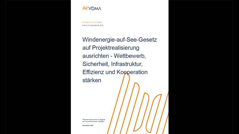 PB: Windenergie-auf-See-Gesetz auf Projektrealisierung ausrichten - Wettbewerb, Sicherheit, Infrastruktur, Effizienz und Kooperation stärken - Positionspapier / ©: VDMA